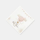 ピンクの熱気球の雲ベビーシャワー スタンダードカクテルナプキン (角)