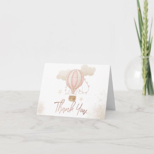 ピンクの熱気球の雲 サンキューカード (正面)