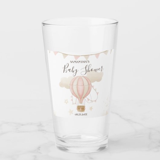 ピンクの熱気球の雲 タンブラーグラス (正面)