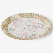 ピンクの熱気球は彼女は優れた誕生日ではない ペーパープレート (アングル)