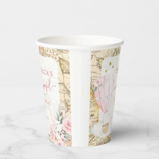 ピンクの熱気球は彼女は優れた誕生日ではない 紙コップ (右)