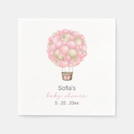 ピンクの熱気球ガールベビーシャワー スタンダードカクテルナプキン