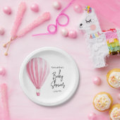 ピンクの熱気球ベビーシャワー ペーパープレート (パーティー)