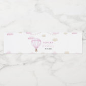 ピンクの熱気球誕生日水瓶ラベル ペットボトルラベル (シングルラベル)