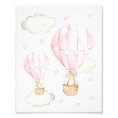 ピンクの熱気球、かわいい動物、女の子子供部屋 フォトプリント            (正面)