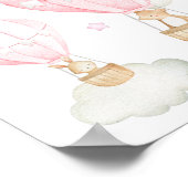 ピンクの熱気球、かわいい動物、女の子子供部屋 ポスター (角)