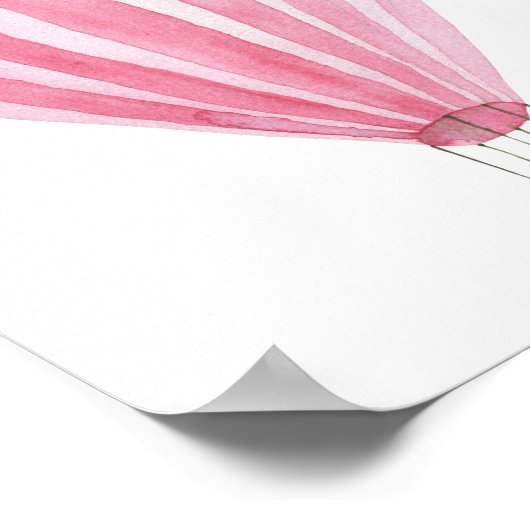 ピンクの熱気球 – エアロスタット ポスター (角)