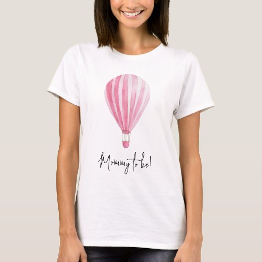 ピンクの熱気球 マタニティー Tシャツ (正面)