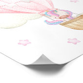 ピンクの熱気球、ユニコーン、星、女の子の寝室 ポスター (角)