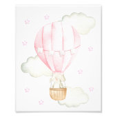 ピンクの熱気球、象、星、女の子子供部屋 フォトプリント            (正面)