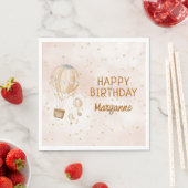 ピンクの熱気球 1歳の誕生日 スタンダードランチョンナプキン (インサイチュ)