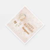 ピンクの熱気球 1歳の誕生日 スタンダードランチョンナプキン (角)
