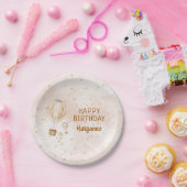 ピンクの熱気球 1歳の誕生日 ペーパープレート (パーティー)