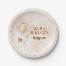 ピンクの熱気球 1歳の誕生日 ペーパープレート