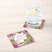 ピンクの燃える熱帯野生生物ガールベビーシャワー スクエアペーパーコースター (インサイチュ)