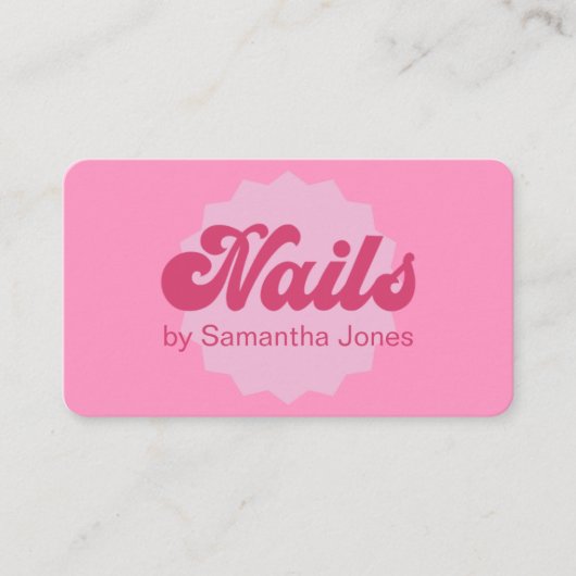 ピンクの爪、 ネイルがQRコードの名刺を乾かす 名刺 (正面)