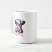 ピンクの牛がキュート コーヒーマグカップ (正面左)