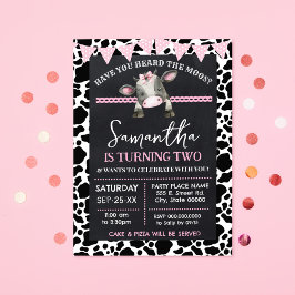 ピンクの牛の声を聞いたことがあるMoosの誕生日 招待状