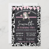 ピンクの牛の声を聞いたことがあるMoosの誕生日 招待状 (正面)