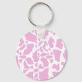 ピンクの牛の斑点アニマルプリントパターン キーホルダー (正面)