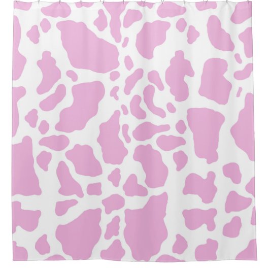 ピンクの牛の斑点アニマルプリントパターン シャワーカーテン (正面)