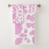 ピンクの牛の斑点アニマルプリントパターン バスタオルセット (インサイチュ)