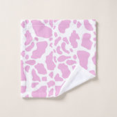 ピンクの牛の斑点アニマルプリントパターン バスタオルセット (ウォッシュタオル)