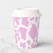 ピンクの牛の斑点アニマルプリントパターン 紙コップ (裏面)