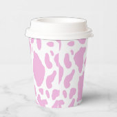 ピンクの牛の斑点アニマルプリントパターン 紙コップ (右)