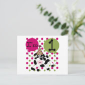 ピンクの牛の誕生日Tシャツとギフト ポストカード (スタンド正面)