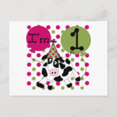 ピンクの牛の誕生日Tシャツとギフト ポストカード (正面)