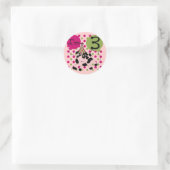 ピンクの牛の誕生日Tシャツとギフト ラウンドシール (バッグ)