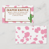 ピンクの牛プリントおむつラッフルチケット エンクロージャーカード (正面/裏面)