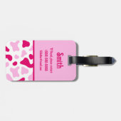 ピンクの牛プリント、カラーブロックキッドのイニシャル ラゲッジタグ (裏面横)