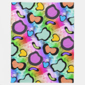 ピンクの牛プリント フリースブランケット (正面)