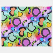 ピンクの牛プリント フリースブランケット (正面(横))