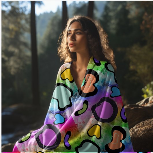 ピンクの牛プリント フリースブランケット