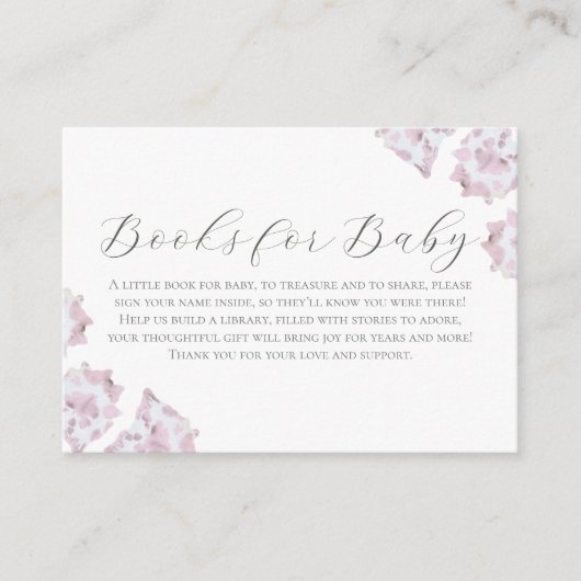 ピンクの牛革おむつラッフルカード エンクロージャーカード (正面)