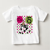 ピンクの牛5誕生日Tシャツとギフト ベビーTシャツ (正面)