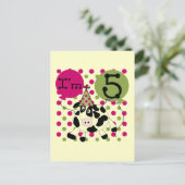 ピンクの牛5誕生日Tシャツとギフト ポストカード (スタンド正面)