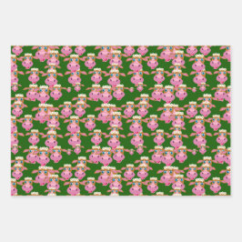 ピンクの牛 ラッピングペーパーシート