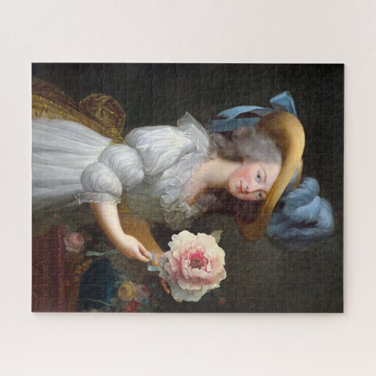 ピンクの牡丹とマリー・アントワネット ジグソーパズル (横)