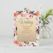ピンクの牡丹とユーカリ葉ス・ブケ結婚ス 招待状 (スタンド正面)