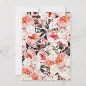 ピンクの牡丹とユーカリ葉ス・ブケ結婚ス 招待状 (裏面)