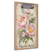 ピンクの牡丹とレース クリップボード (右)