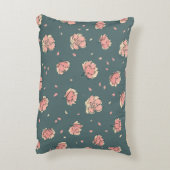 ピンクの牡丹と弓のパターン アクセントクッション (裏面(縦))