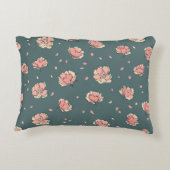 ピンクの牡丹と弓のパターン アクセントクッション (裏面)