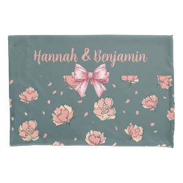 ピンクの牡丹と弓のパターン 枕カバー