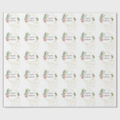 ピンクの牡丹と抽象芸術金ゴールド名 ラッピングペーパー (フラット)