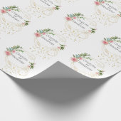 ピンクの牡丹と抽象芸術金ゴールド名 ラッピングペーパー (角)